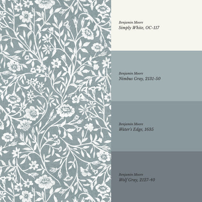 Eliana Spring Blooms French Blue Wallpaper
