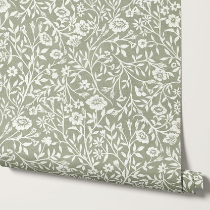 Eliana Spring Blooms Olive Wallpaper