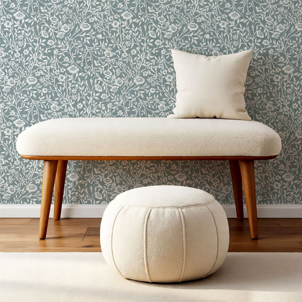 Eliana Spring Blooms French Blue Wallpaper