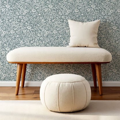 Eliana Spring Blooms French Blue Wallpaper