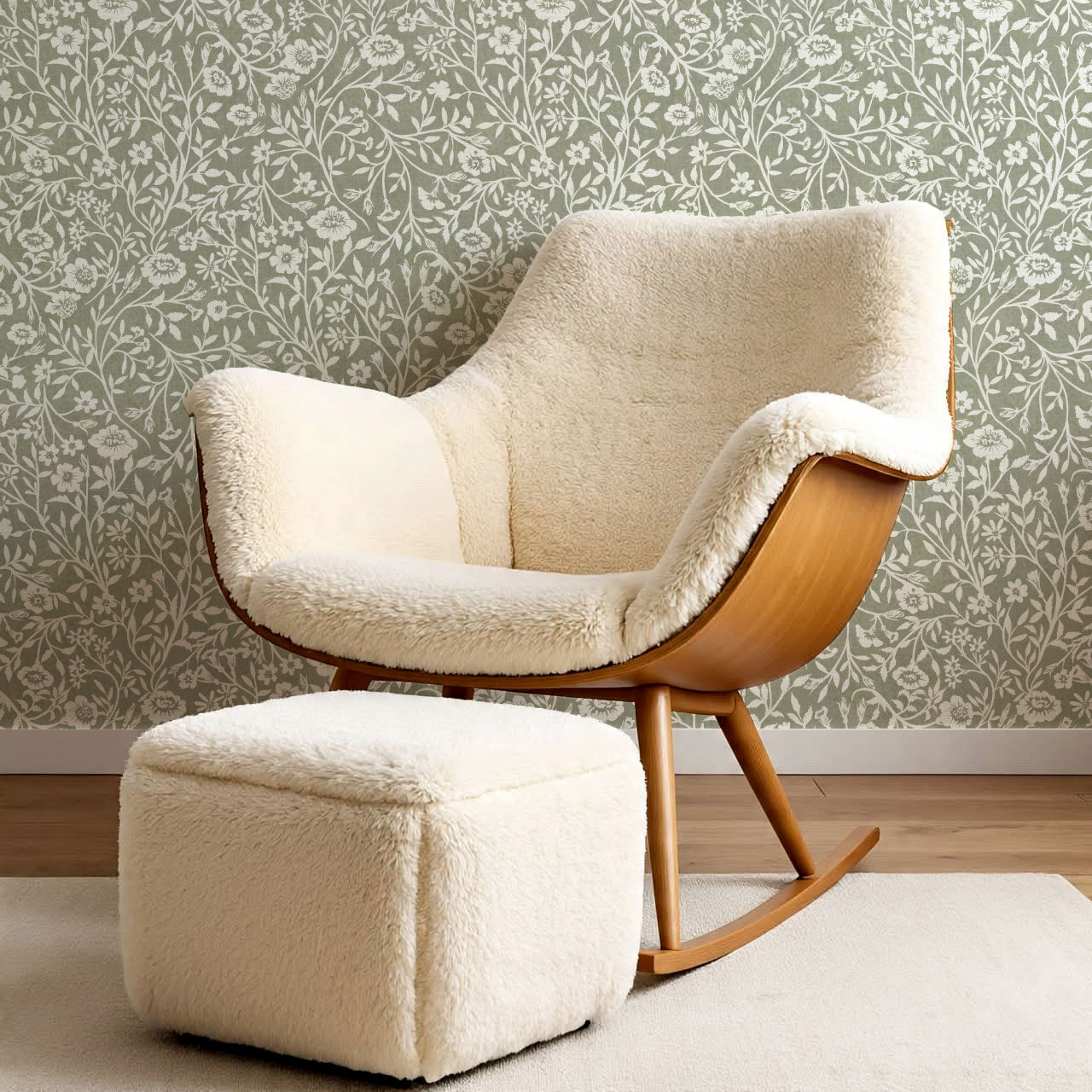 Eliana Spring Blooms Olive Wallpaper