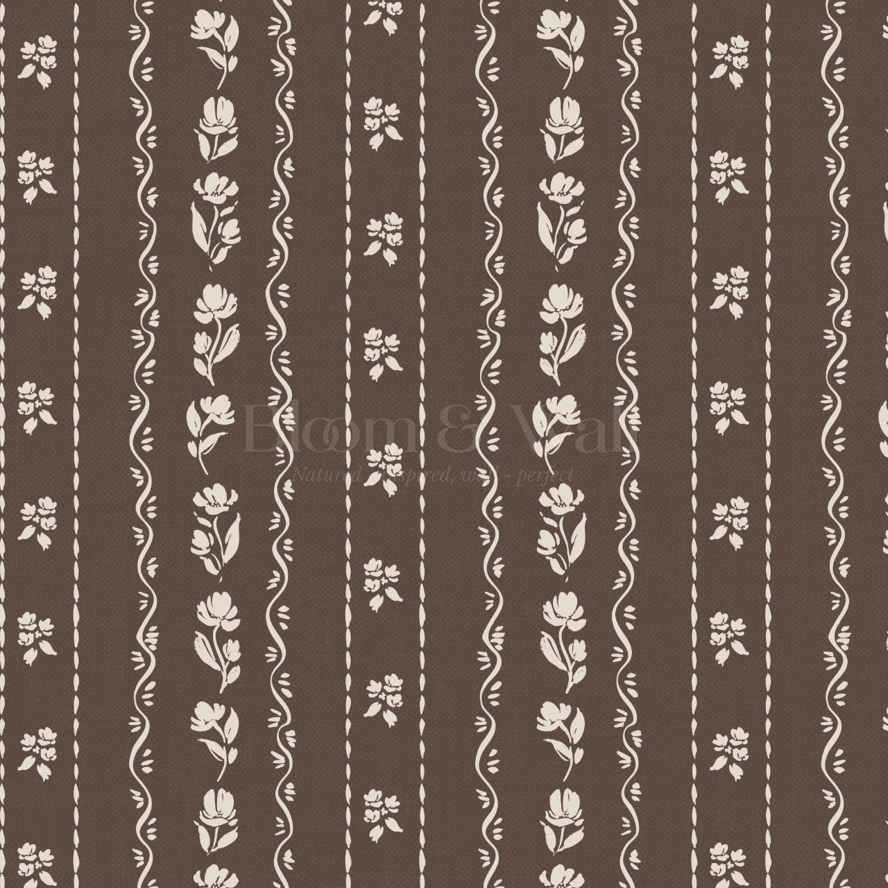 Elina Floral Vines Chocolate Wallpaper
