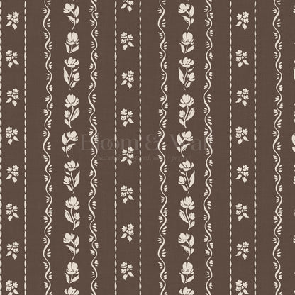 Elina Floral Vines Chocolate Wallpaper