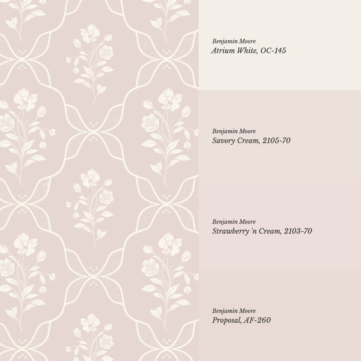 Elisa Floral Ogee Mauve Cream Wallpaper