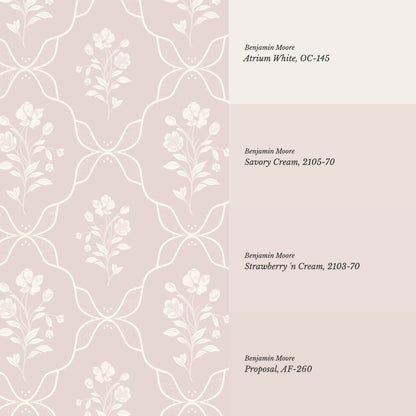 Elisa Floral Ogee Mauve Cream Wallpaper