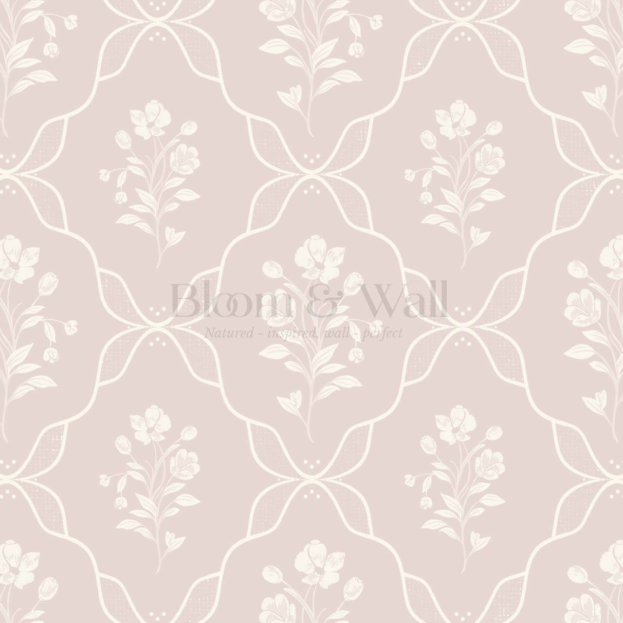 Elisa Floral Ogee Mauve Cream Wallpaper