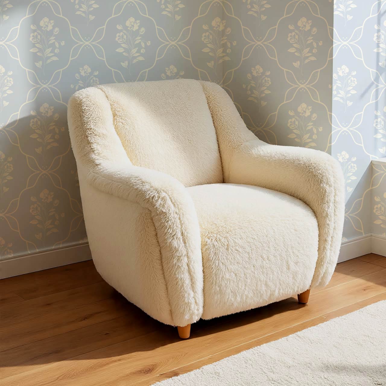 Elisa Floral Ogee Sky Cream Wallpaper