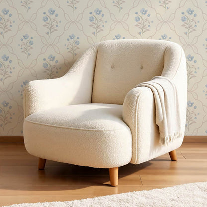 Elisa Floral Ogee Butter French Blue Wallpaper