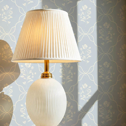 Elisa Floral Ogee Sky Cream Wallpaper