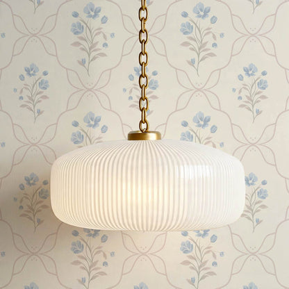 Elisa Floral Ogee Butter French Blue Wallpaper