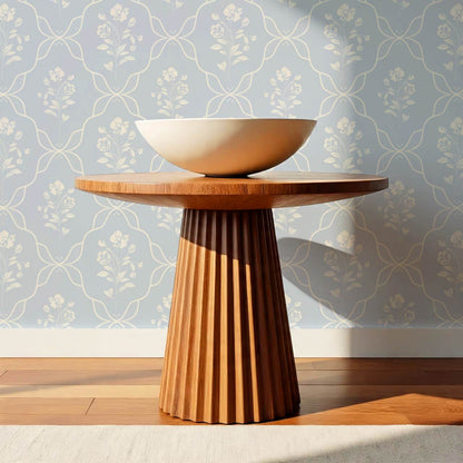 Elisa Floral Ogee Sky Cream Wallpaper