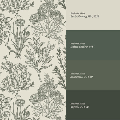Elisabeth Herbarium Cream Forest Wallpaper