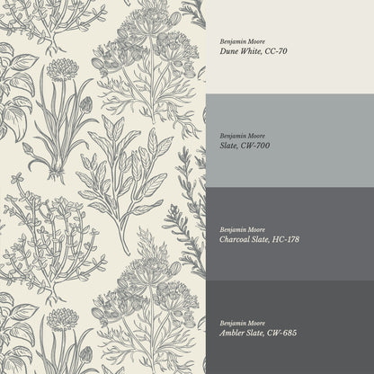 Elisabeth Herbarium Cream Slate Wallpaper