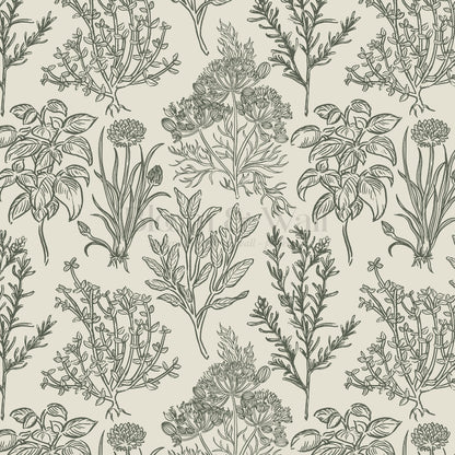Elisabeth Herbarium Cream Forest Wallpaper