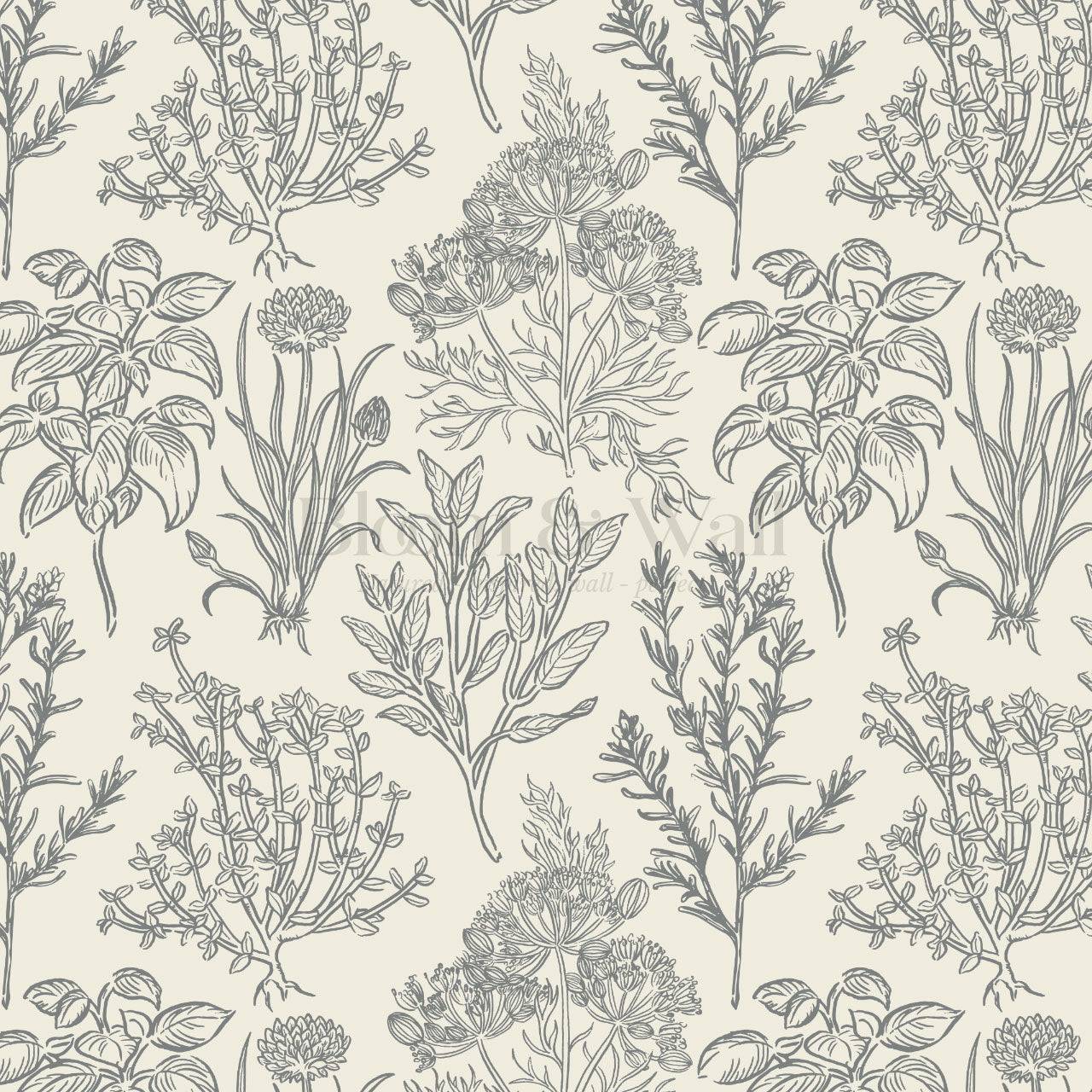 Elisabeth Herbarium Cream Slate Wallpaper