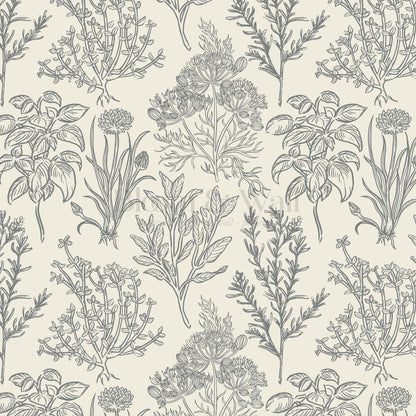 Elisabeth Herbarium Cream Slate Wallpaper