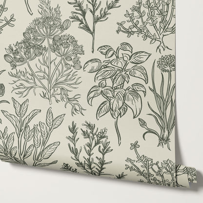Elisabeth Herbarium Cream Forest Wallpaper