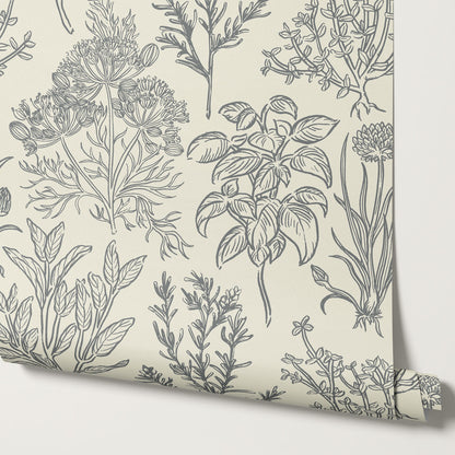 Elisabeth Herbarium Cream Slate Wallpaper