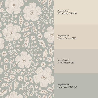 Elisabetta Bloomery Dry Sage Wallpaper