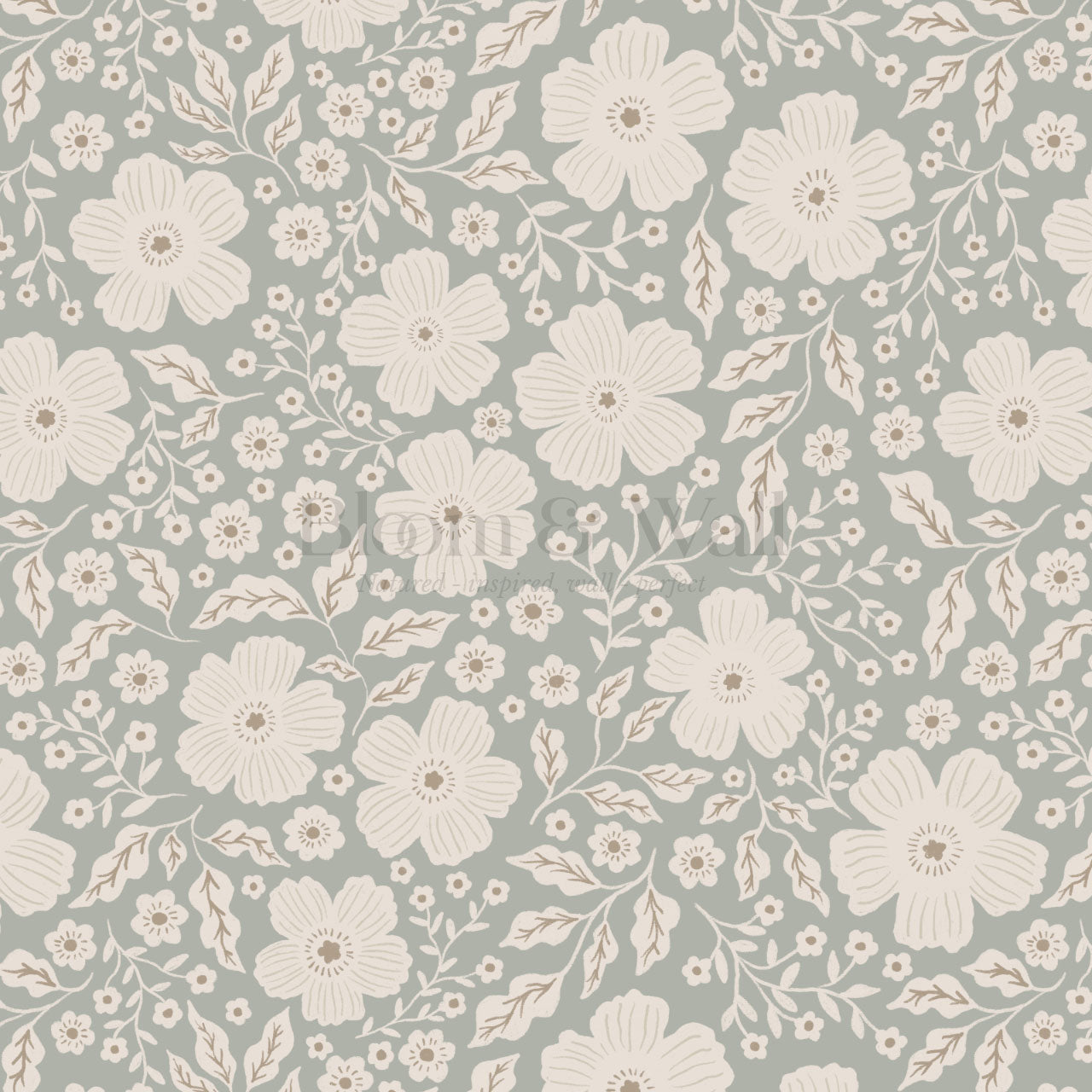 Elisabetta Bloomery Dry Sage Wallpaper