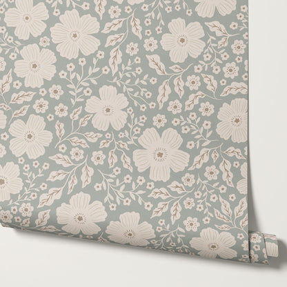 Elisabetta Bloomery Dry Sage Wallpaper