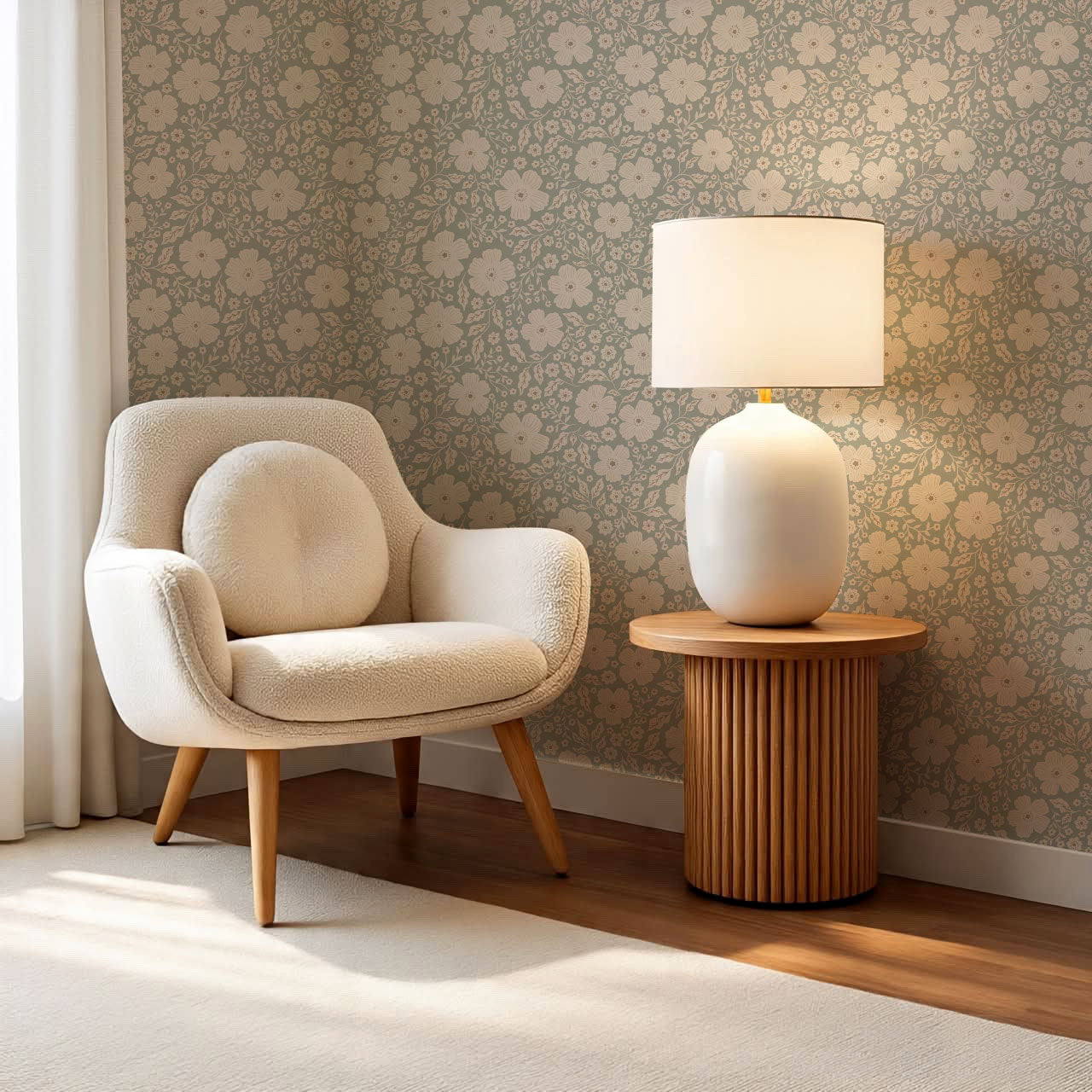 Elisabetta Bloomery Dry Sage Wallpaper