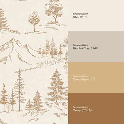 Elise Woodland Toile Cream Tawny Wallpaper
