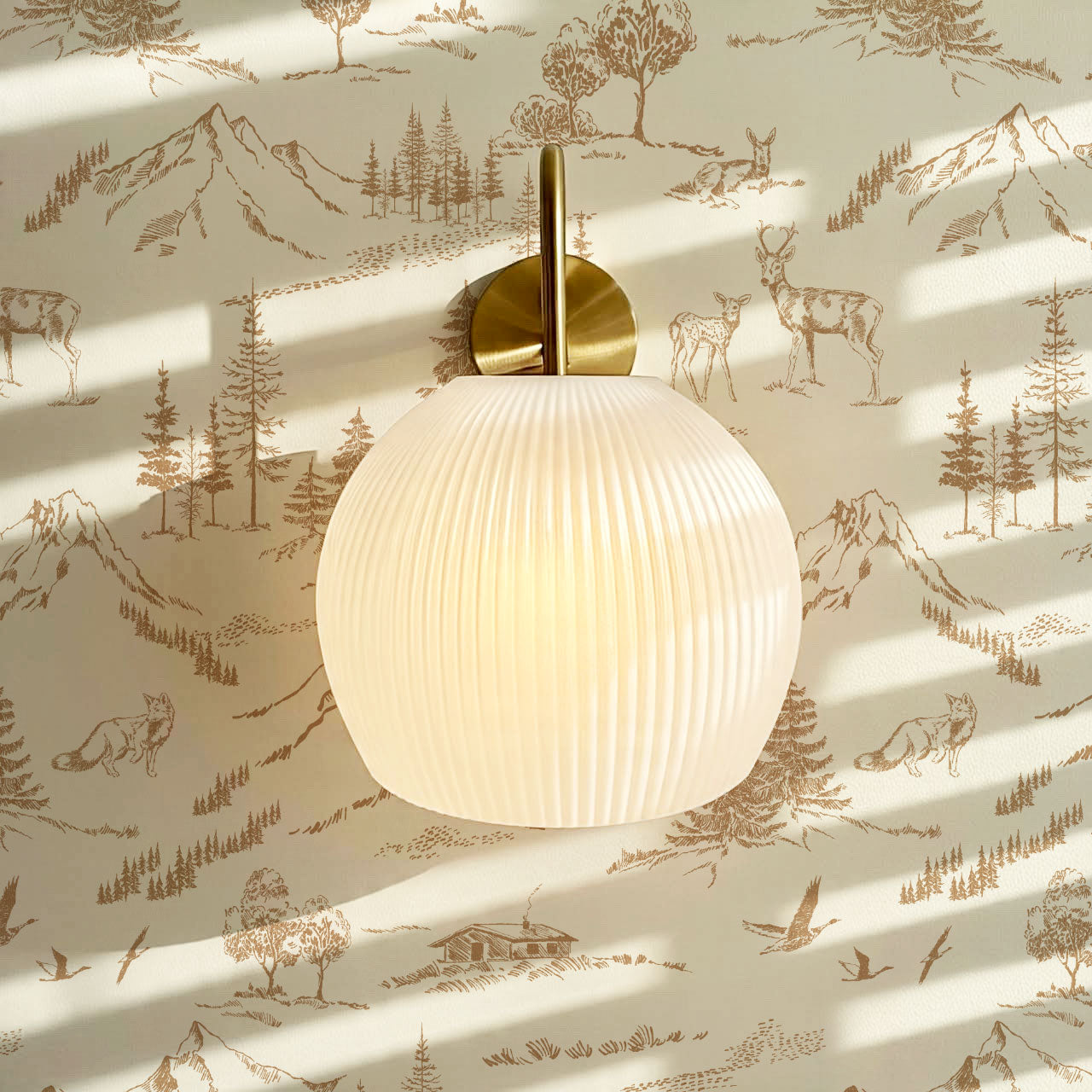 Elise Woodland Toile Cream Tawny Wallpaper