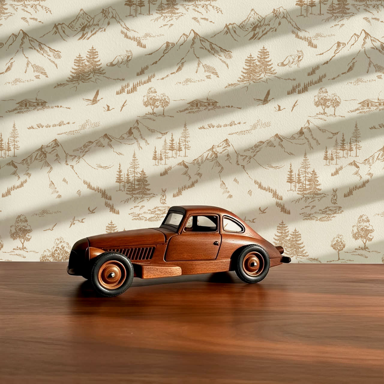 Elise Woodland Toile Cream Tawny Wallpaper