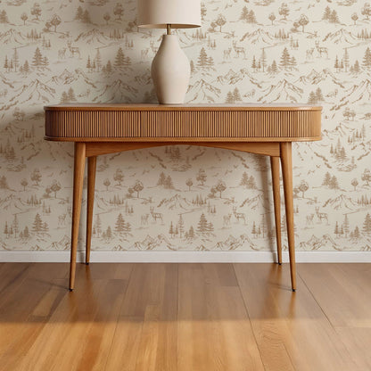 Elise Woodland Toile Cream Tawny Wallpaper