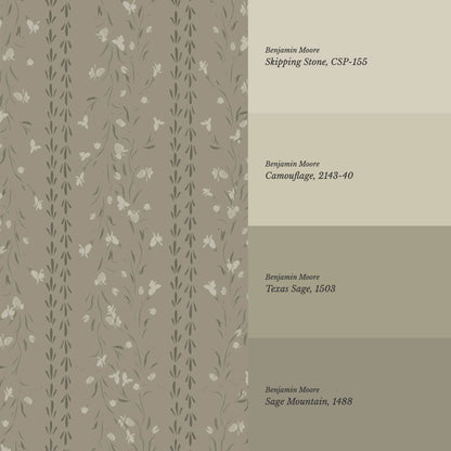 Eliza Floral Trellis Dark Olive Wallpaper