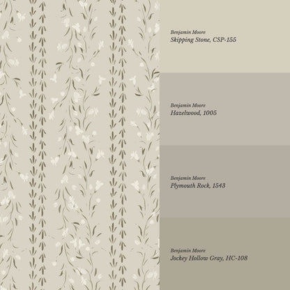 Eliza Floral Trellis Olive Cream Wallpaper