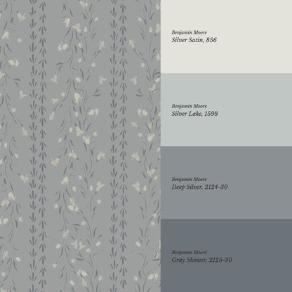 Eliza Floral Trellis Gray Dove Wallpaper