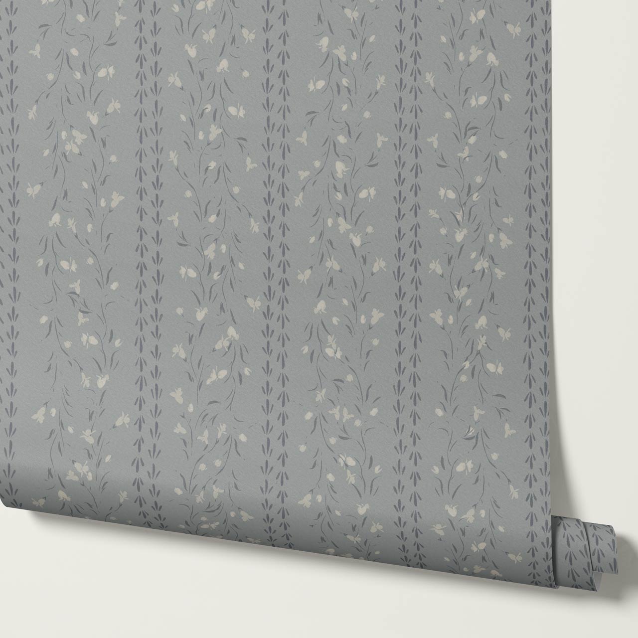Eliza Floral Trellis Gray Dove Wallpaper
