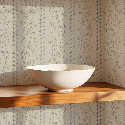 Eliza Floral Trellis Beige Slate Wallpaper