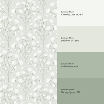 Ella Baby’s Breath Soft Sage Wallpaper