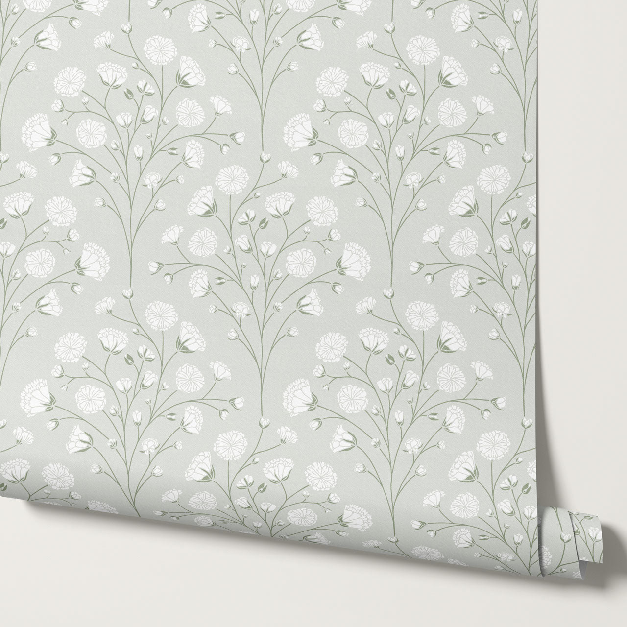 Ella Baby’s Breath Soft Sage Wallpaper