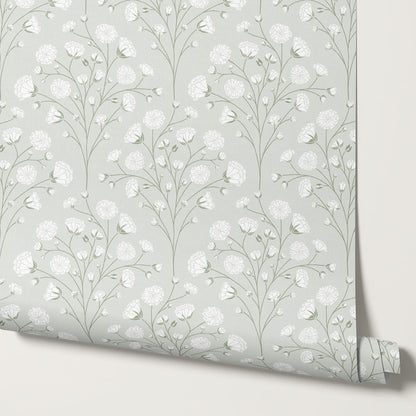 Ella Baby’s Breath Soft Sage Wallpaper