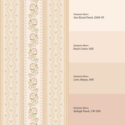 Ellery Bloomery Stripes Beige Berry Wallpaper