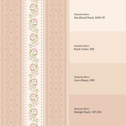 Ellery Bloomery Stripes Rose Dust Peach Wallpaper