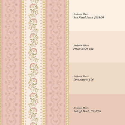 Ellery Bloomery Stripes Mauve Honey Wallpapaer