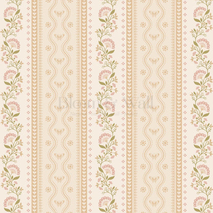 Ellery Bloomery Stripes Beige Berry Wallpaper