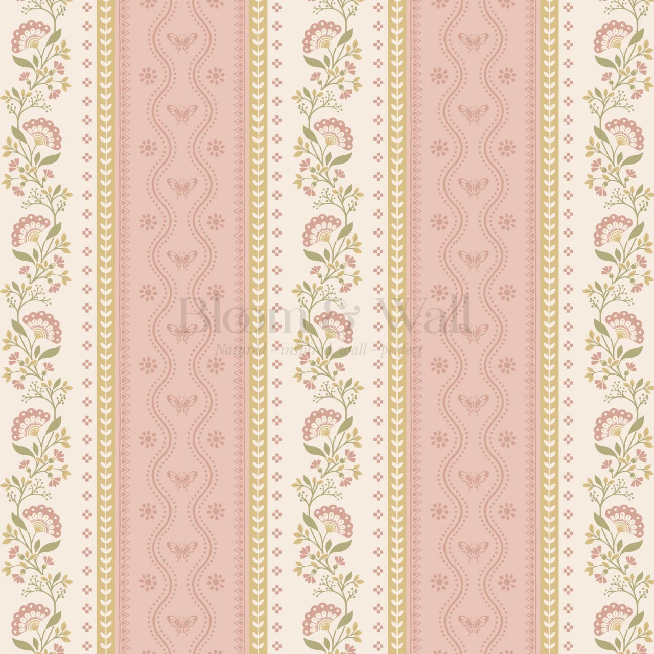 Ellery Bloomery Stripes Mauve Honey Wallpapaer