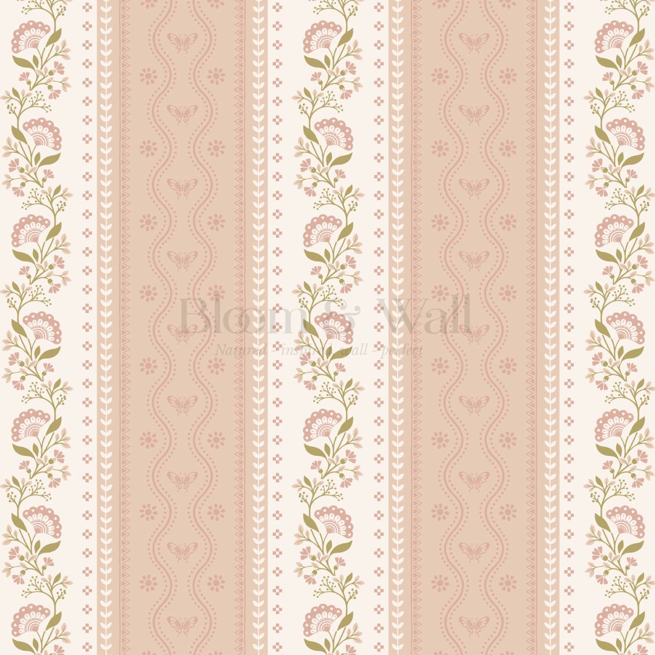 Ellery Bloomery Stripes Rose Dust Peach Wallpaper