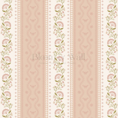 Ellery Bloomery Stripes Rose Dust Peach Wallpaper