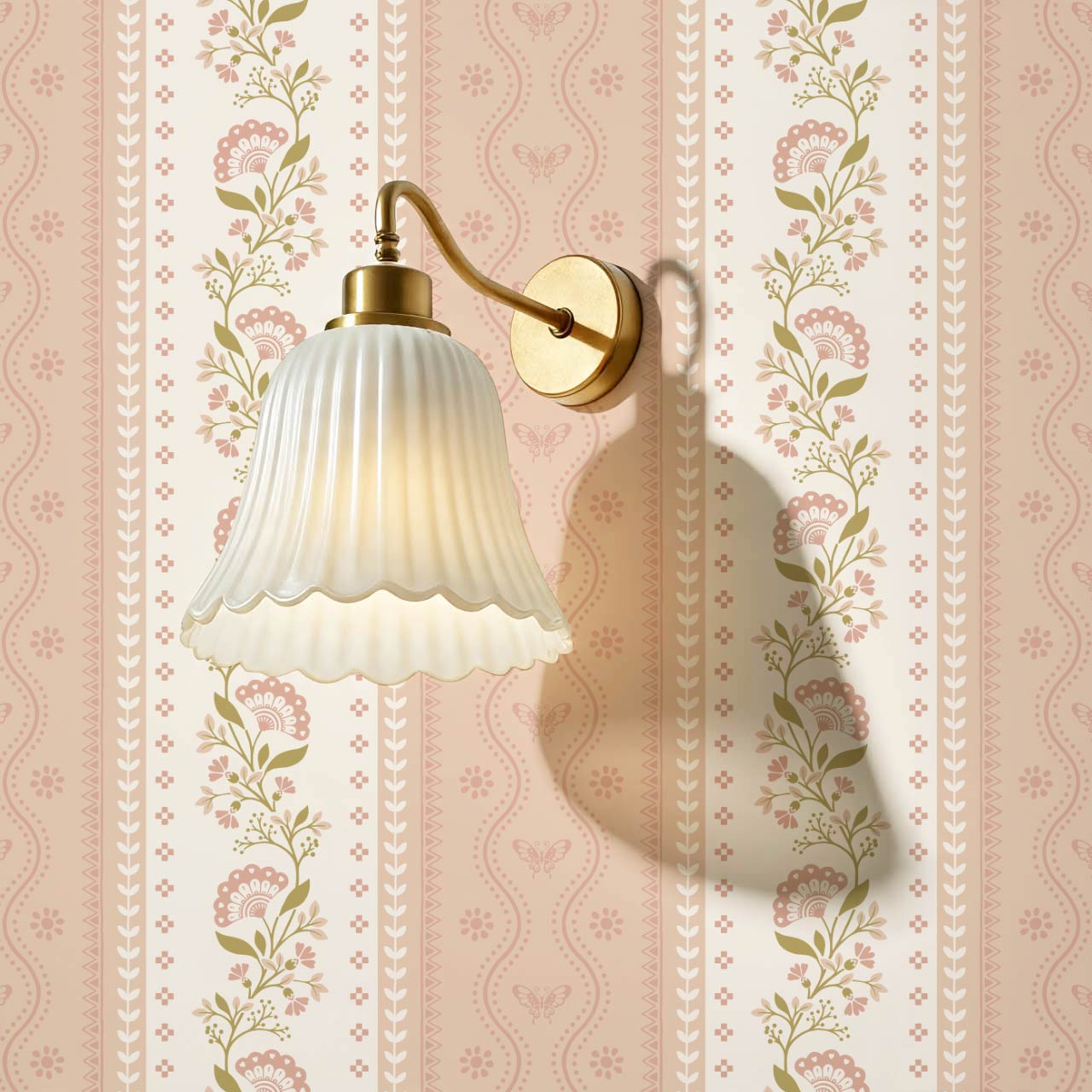 Ellery Bloomery Stripes Rose Dust Peach Wallpaper