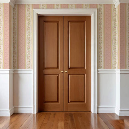 Ellery Bloomery Stripes Mauve Honey Wallpapaer