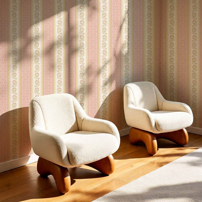 Ellery Bloomery Stripes Mauve Honey Wallpapaer