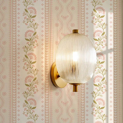 Ellery Bloomery Stripes Berry Dust Cream Wallpaper