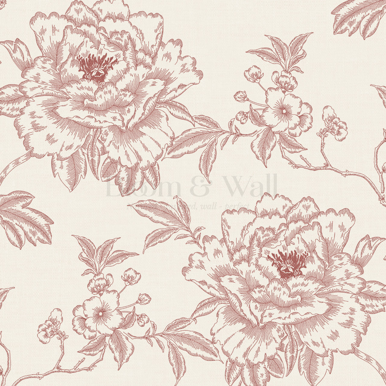 Ellesandra Burgundy Peonies Wallpaper